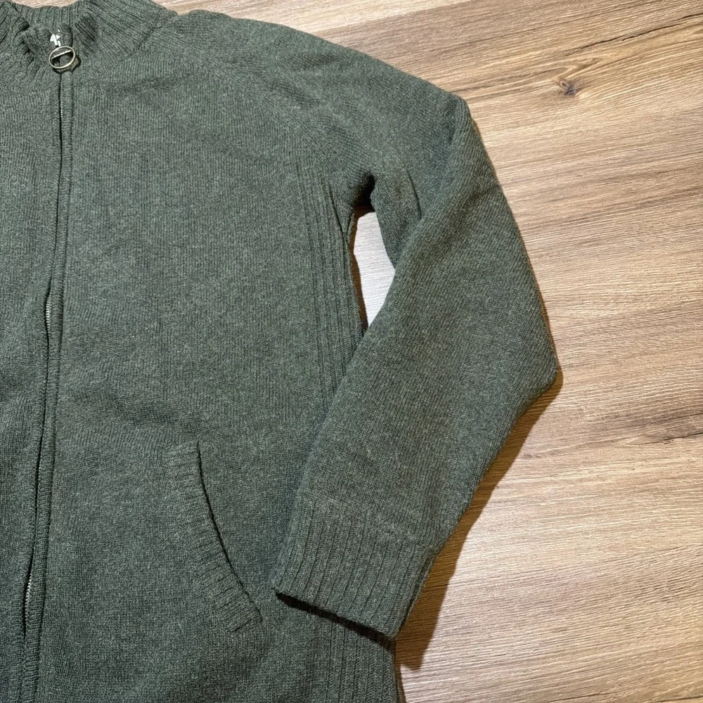 Barbour Full Zip Jumper Green Mens LARGE Soft Lambswool Hilltop Thru Seaweed